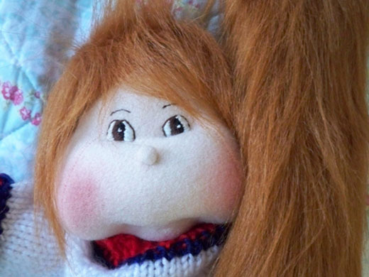 Doll-making supplies - (Long Pile) RUST Fur for Doll's HAIR
