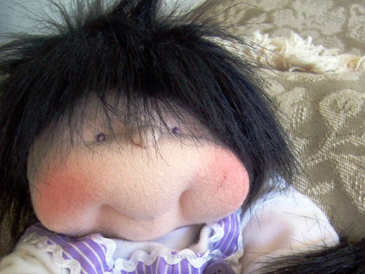 Doll-making supplies - (Long Pile) BLACK Fur for Doll's HAIR