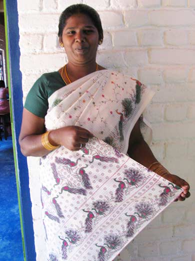 Indian Sari - Peacock fabric