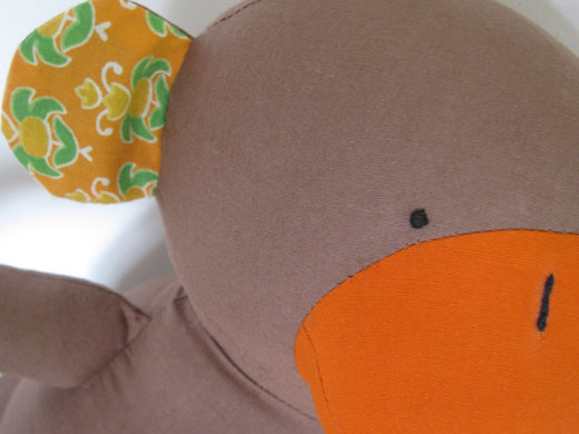 New Fair Trade Toy Monkey orange fabric