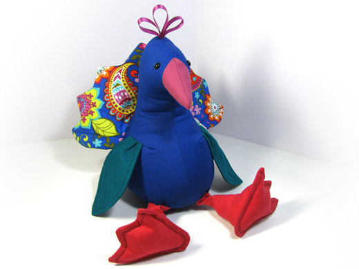 Peacock stuffed toy sewing pattern