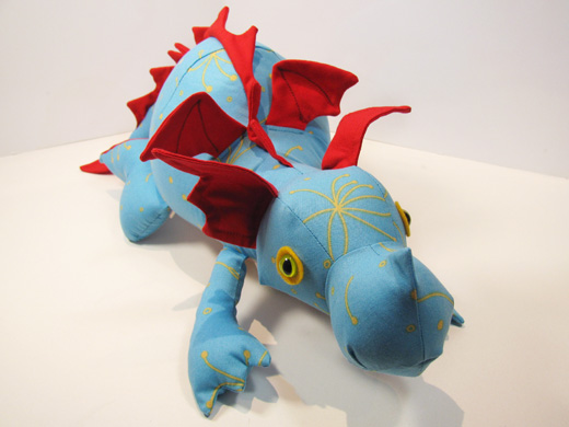 Dragon toy sewing pattern - red