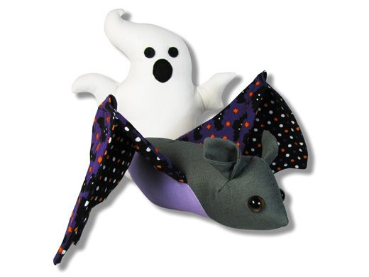 Halloween toy sewing pattern - bat and ghost