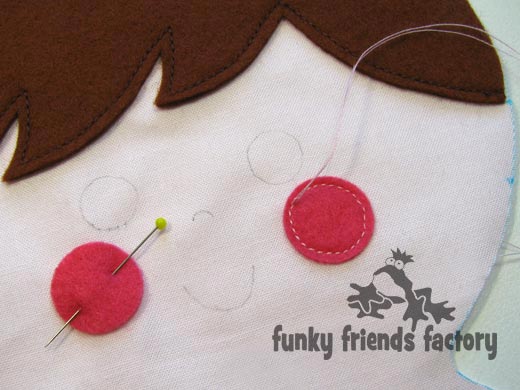 Doll face sew felt cheeks