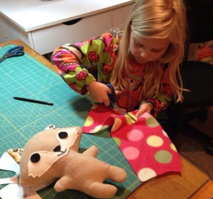 children sewing - scissors