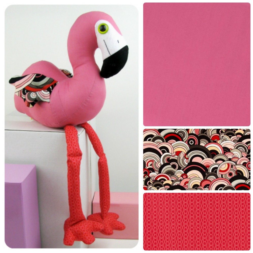 Rose flamingo stuffed toy sewing pattern