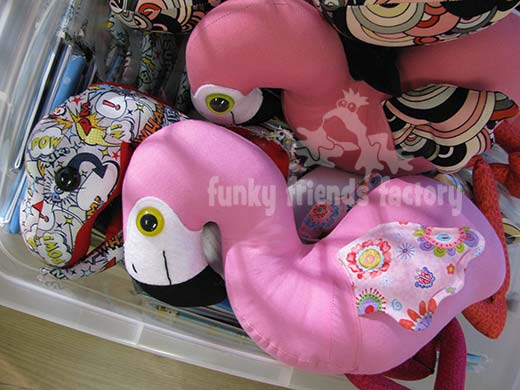 Flamingo and T-REX dinosaur toys packed