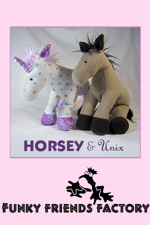 Horse-and-Unicorn-pattern-Pauline McArthur Funky Friends Factory Horse and Unicorn pattern Pauline McArthur Funky Friends Factory