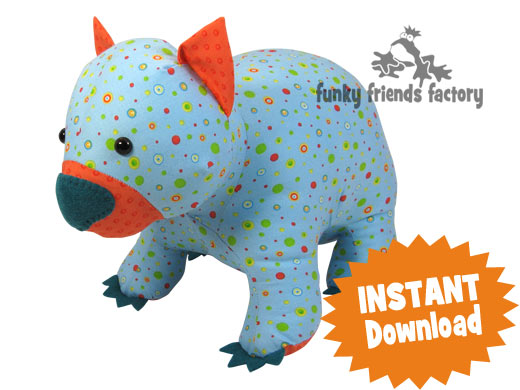 Wombat toy sewing pattern by Pauline McArthur
