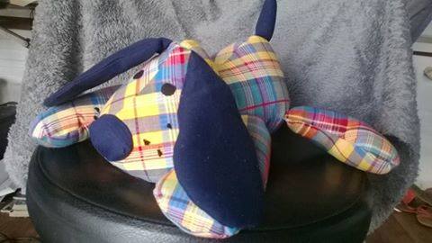 Puppy soft toy made from lady's shirt by Karen D