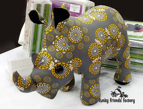 Rhino toy sewn in Harmony Art organic fabric