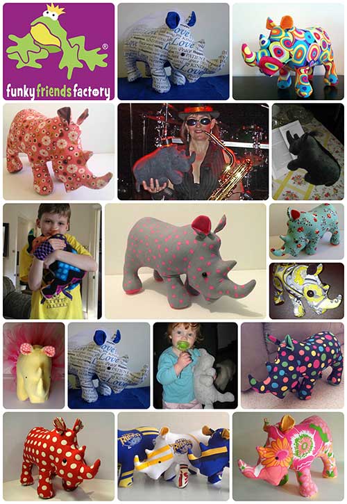 Rhino toy pattern collage