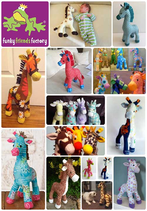 Giraffe soft toy pattern collage