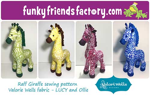 Raff giraffe sewing pattern sewn in Valorie Wells fabric