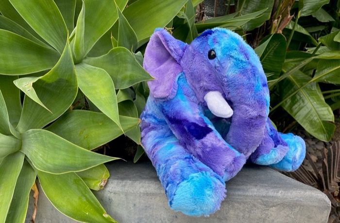 elephant toy sewn in Cuddle fabric