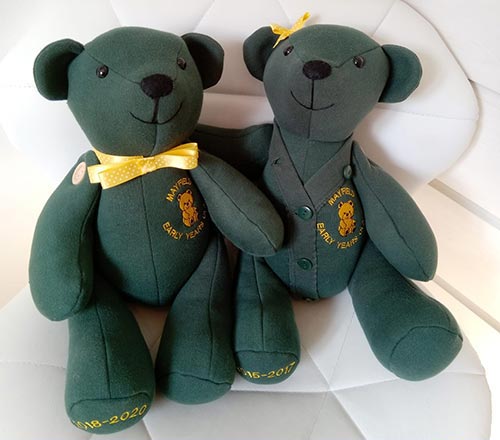 SamG used the Calico Bear pattern to sew lovely keepsake from school uniforms
