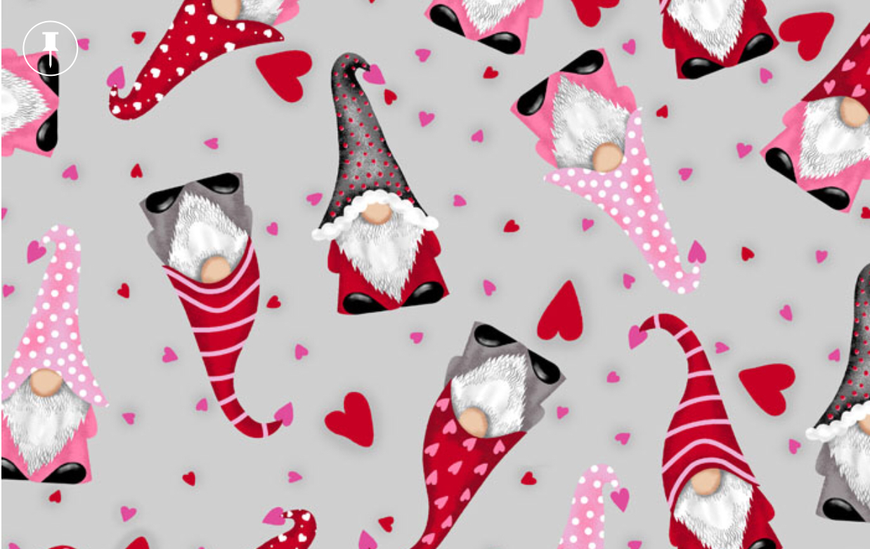 Shannon fabrics Valentine projects gnomes fabric