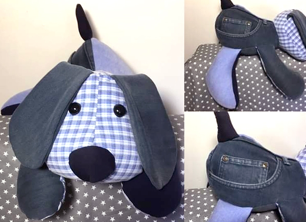 denim dog toy sewn by Emma boulton