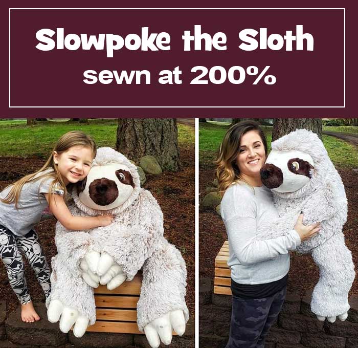 Sloth Pattern enlarged, sewn by Alyssaking