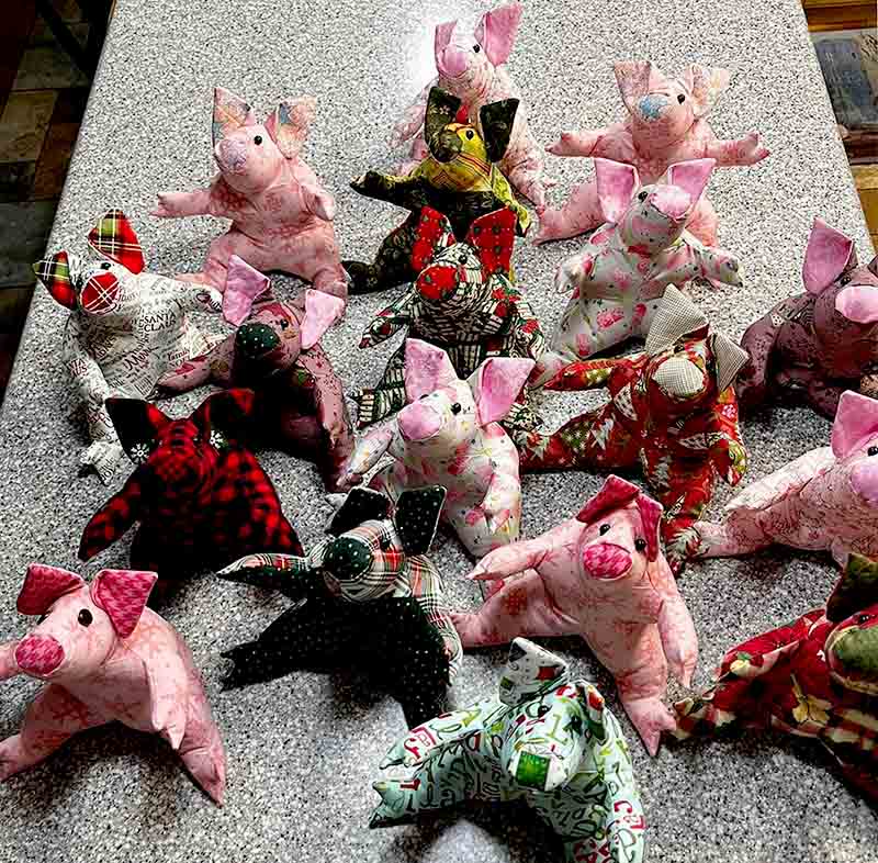 Pig toy pattern sewn by laura yeager coulson