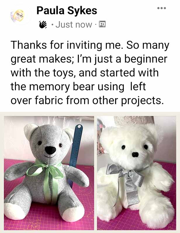 Melody Memory Bear pattern by Pauline McArthur, sewn by PaulaSykes