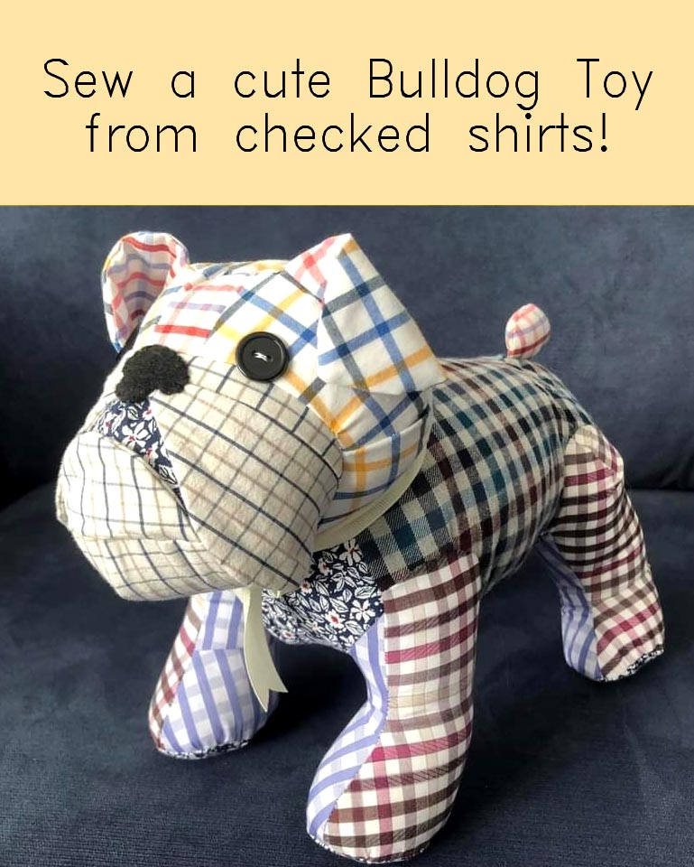Bulldog sewing pattern sewn from mens shirts by Gemma Addison