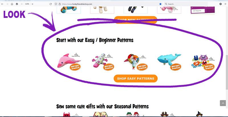 EASY patterns section on website