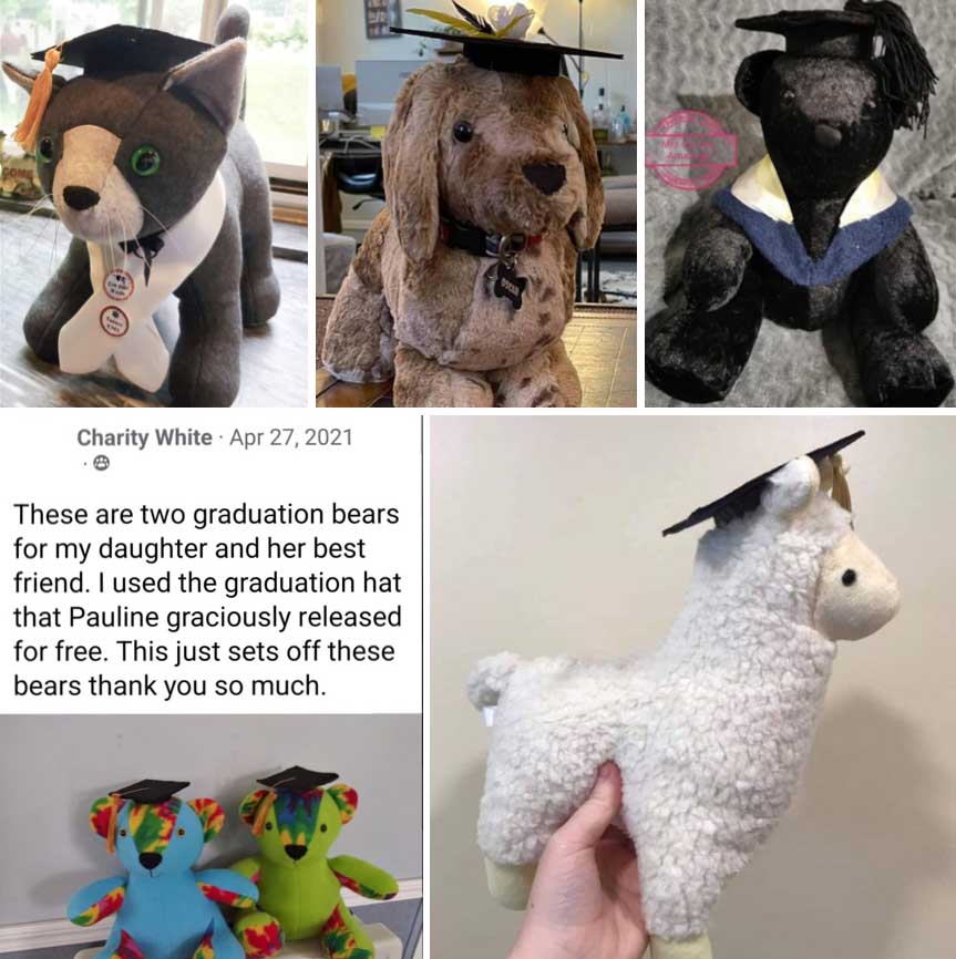Graduation toys with mortar board collage