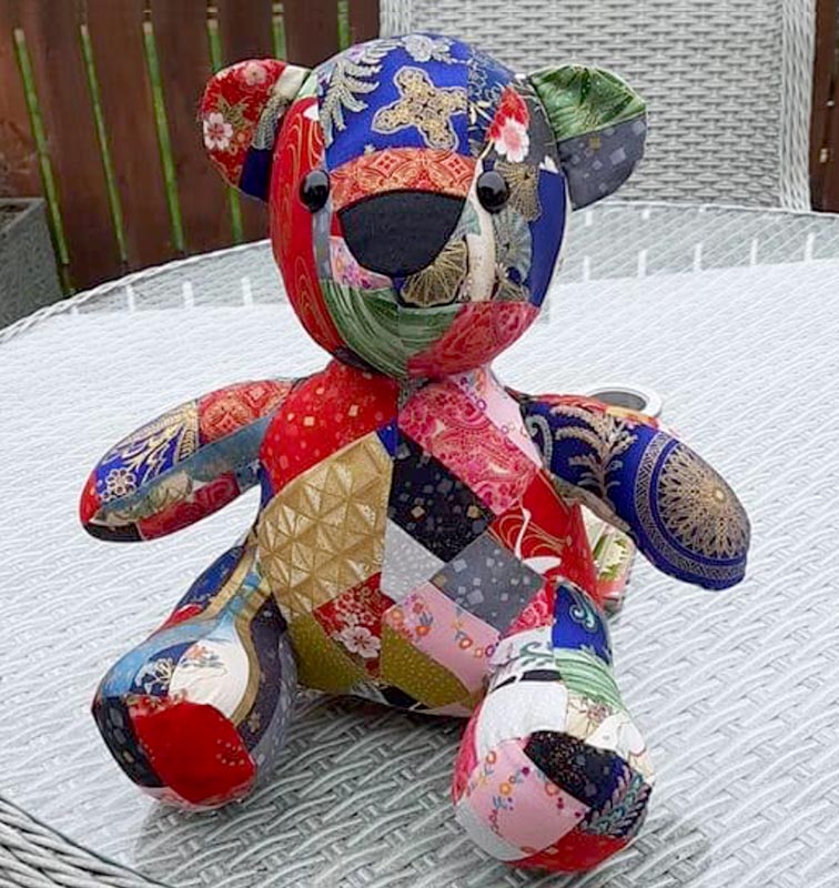Melody patchwork bear sewn by suzanne