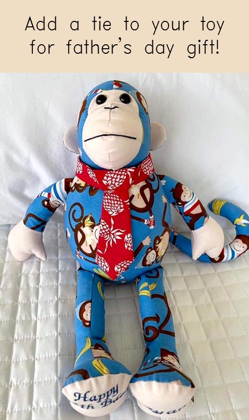 Mitch Monkey toy wearing tie - free toy tie pattern