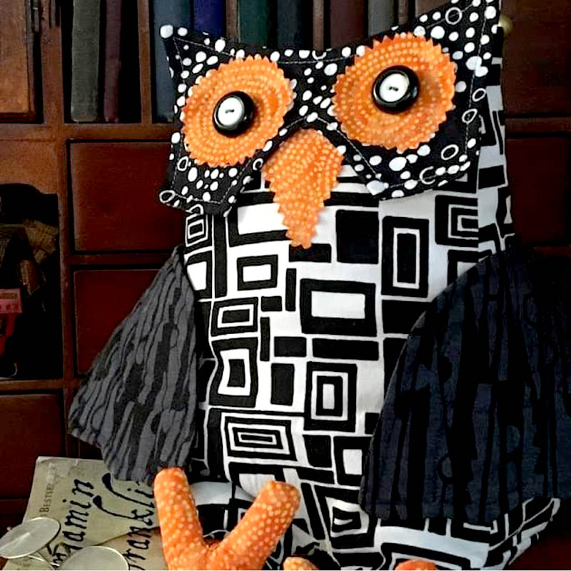 Owl Pattern sewn by Sandra Starley in Island Batik fabric