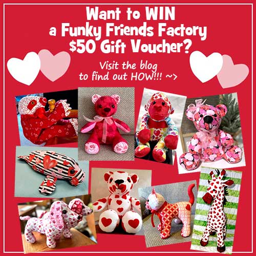 Valentine’s SEWING COMPETITION 2023 – WIN a $50 Funky Friends Factory gift certificate!