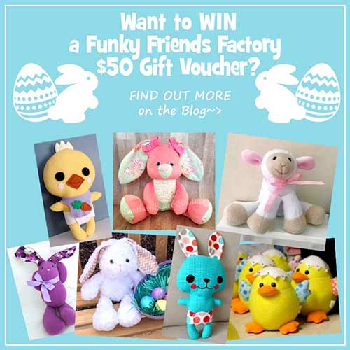Meet the Easter Patterns: 2023 Easter SEWING COMPETITION – WIN a $50 Funky Friends Factory Pattern Voucher!