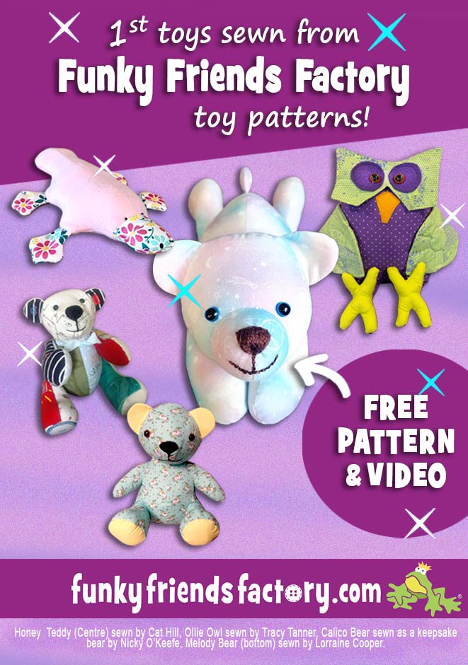  Funky Friends Factory Melody Memory Bear Sewing Pattern : Arts,  Crafts & Sewing