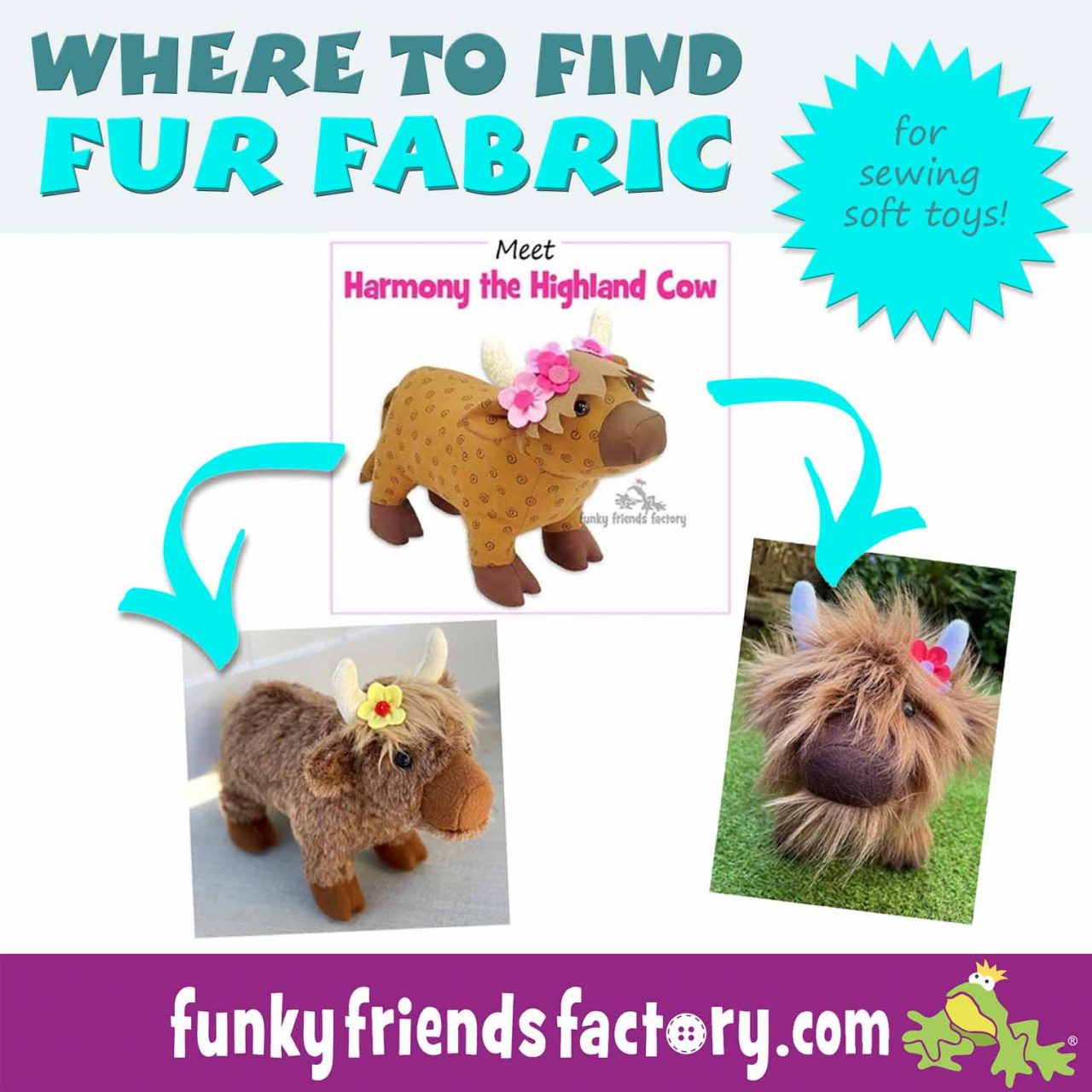 Where to find Faux Fur fabrics online plus tips for sewing with Fake Fur. Funky Friends Factory