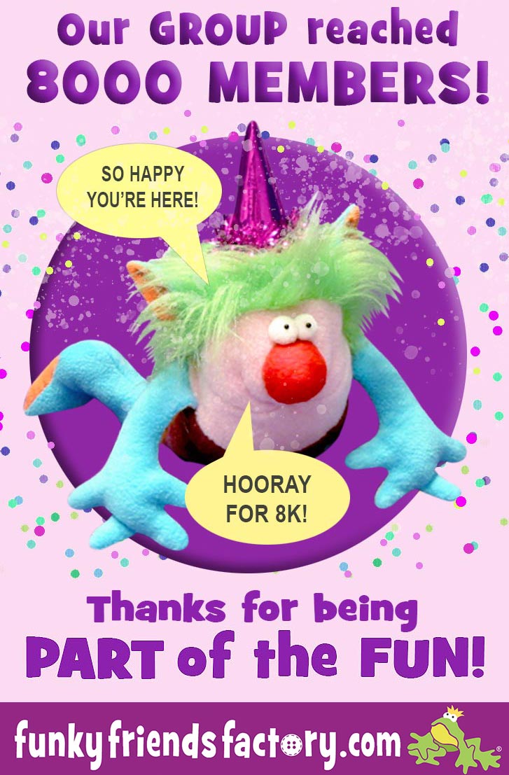 Our Pattern Fan Club hit 8000 Members! Funky Friends Factory