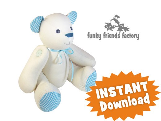 Signature Bear Calico Teddy Bear Instant Download Sewing Pattern Pdf