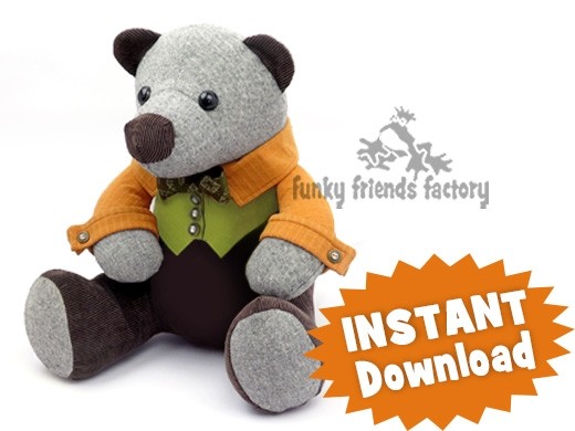 Buttons the BEST DRESSED Teddy Bear Sewing Pattern PDF