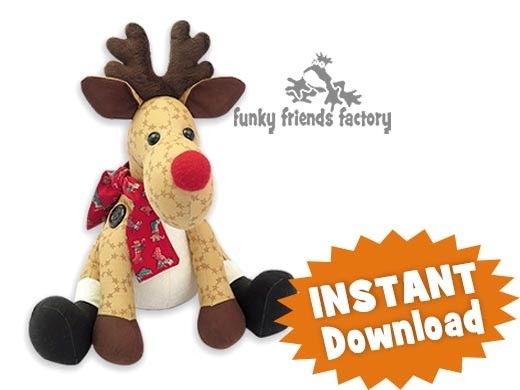 Stuffed Deer Sewing Pattern, Sew Plush Toy