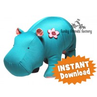 Heather hippo soft toy sewing pattern PDF download